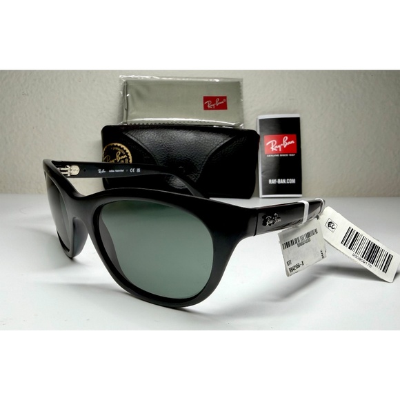 RAY-BAN RB4216 601/71 POLISHED BLACK DARK GREEN SQUARE SUNGLASSES. 56mm main image 7